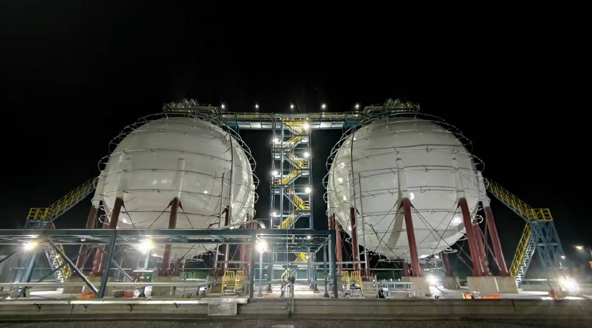 Spherical Tanks Night View